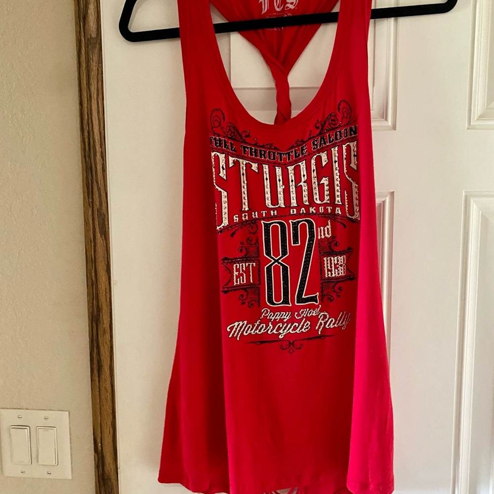 Sturgis Red Studded Tank Top - Full Throttle Saloon-Women's tank top
